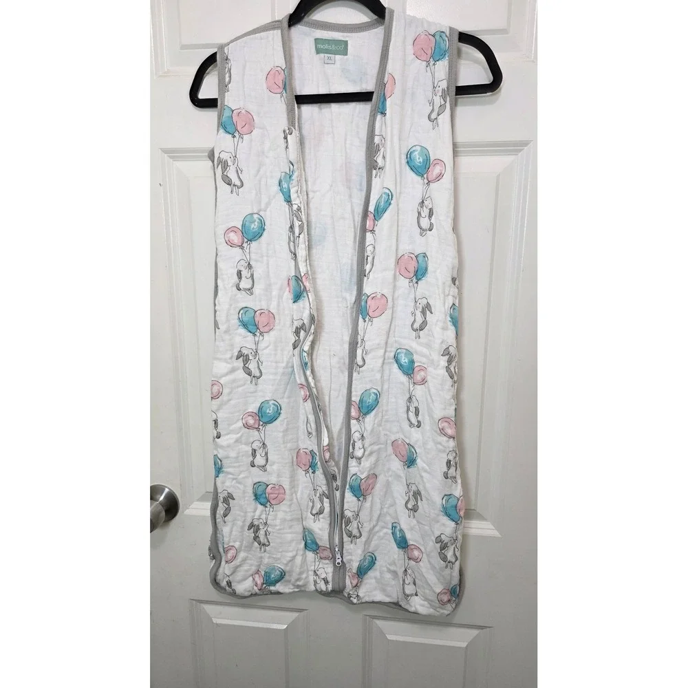 Molis & Co Baby Sleep Sack Unisex XL White Bunny Balloon Muslin 0.5 TOG Wearable